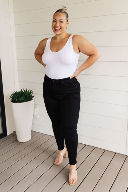 Audrey High Rise TUMMY CONTROL Classic Skinny Jeans in Black By Judy Blue