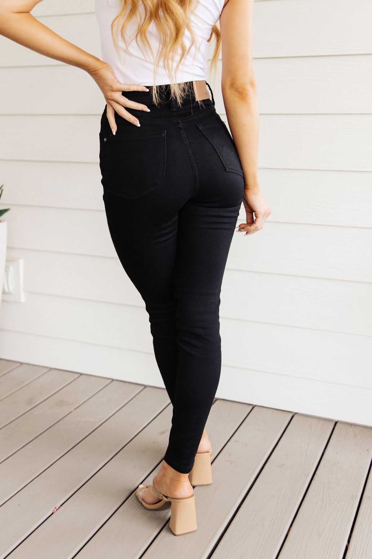 Audrey High Rise TUMMY CONTROL Classic Skinny Jeans in Black By Judy Blue