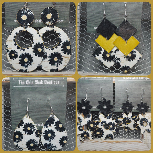 Cape Daisies Cork/Leather Earrings