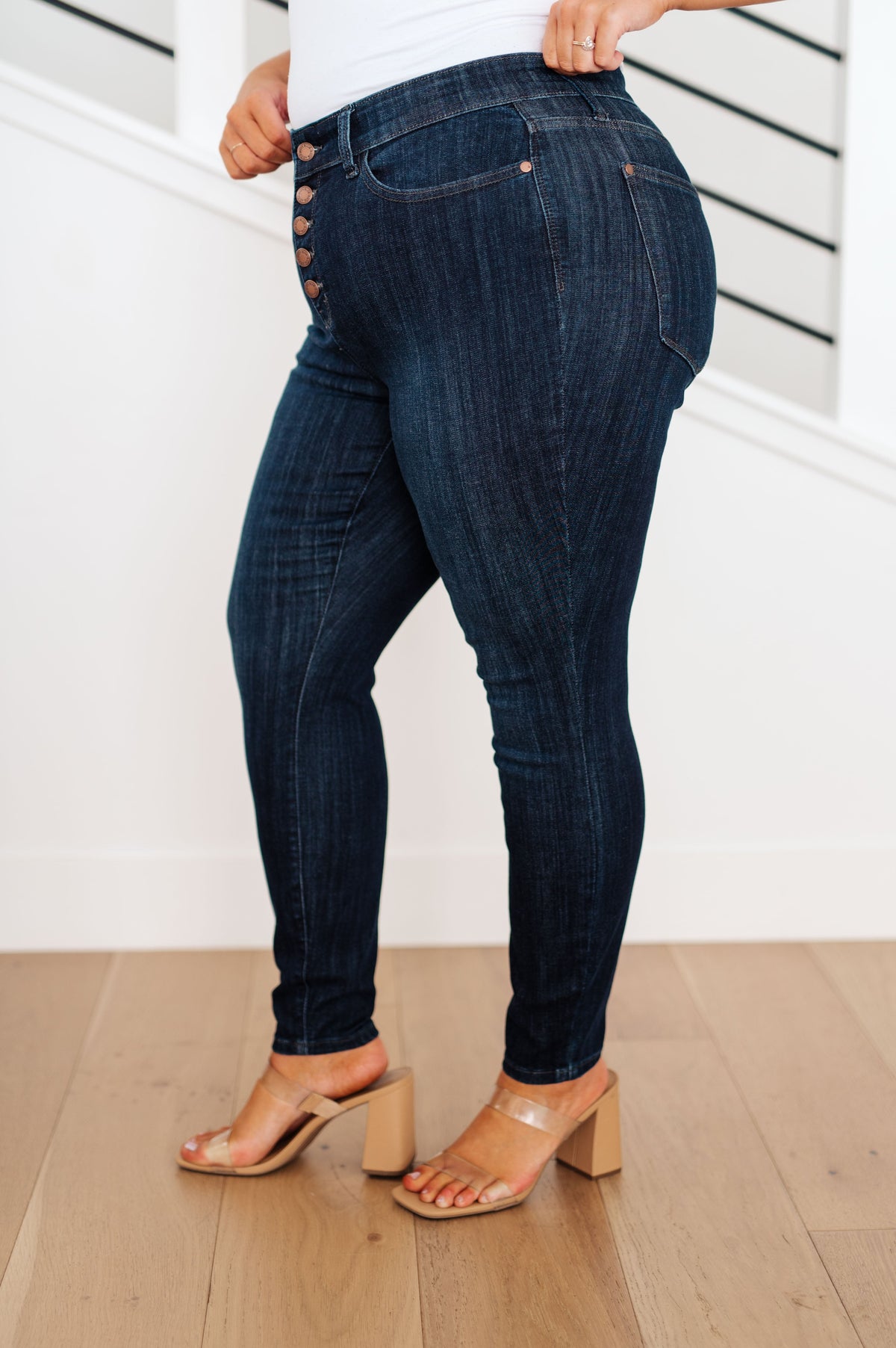 Celecia High Waist Hand Sanded Resin Skinny Jeans By Judy Blue