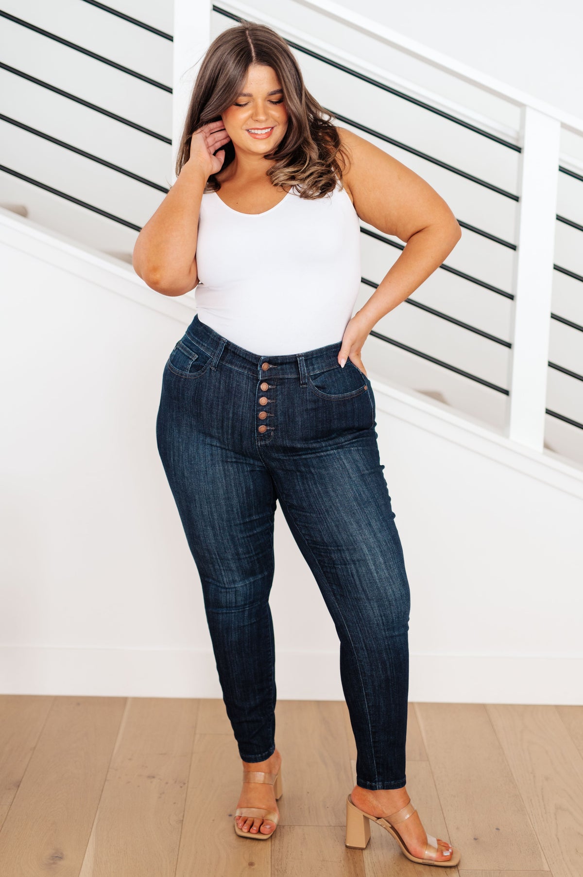 Celecia High Waist Hand Sanded Resin Skinny Jeans By Judy Blue