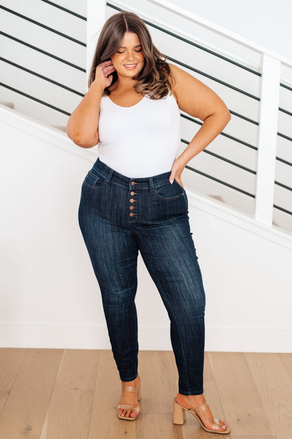 Celecia High Waist Hand Sanded Resin Skinny Jeans By Judy Blue