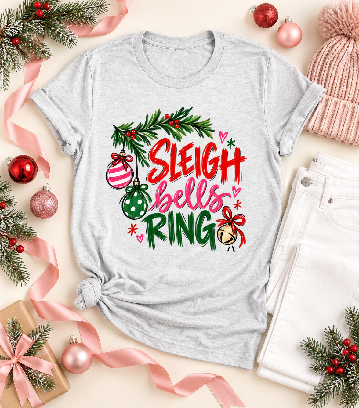 Sleigh Bells Ring Bella Canvas Graphi Tee