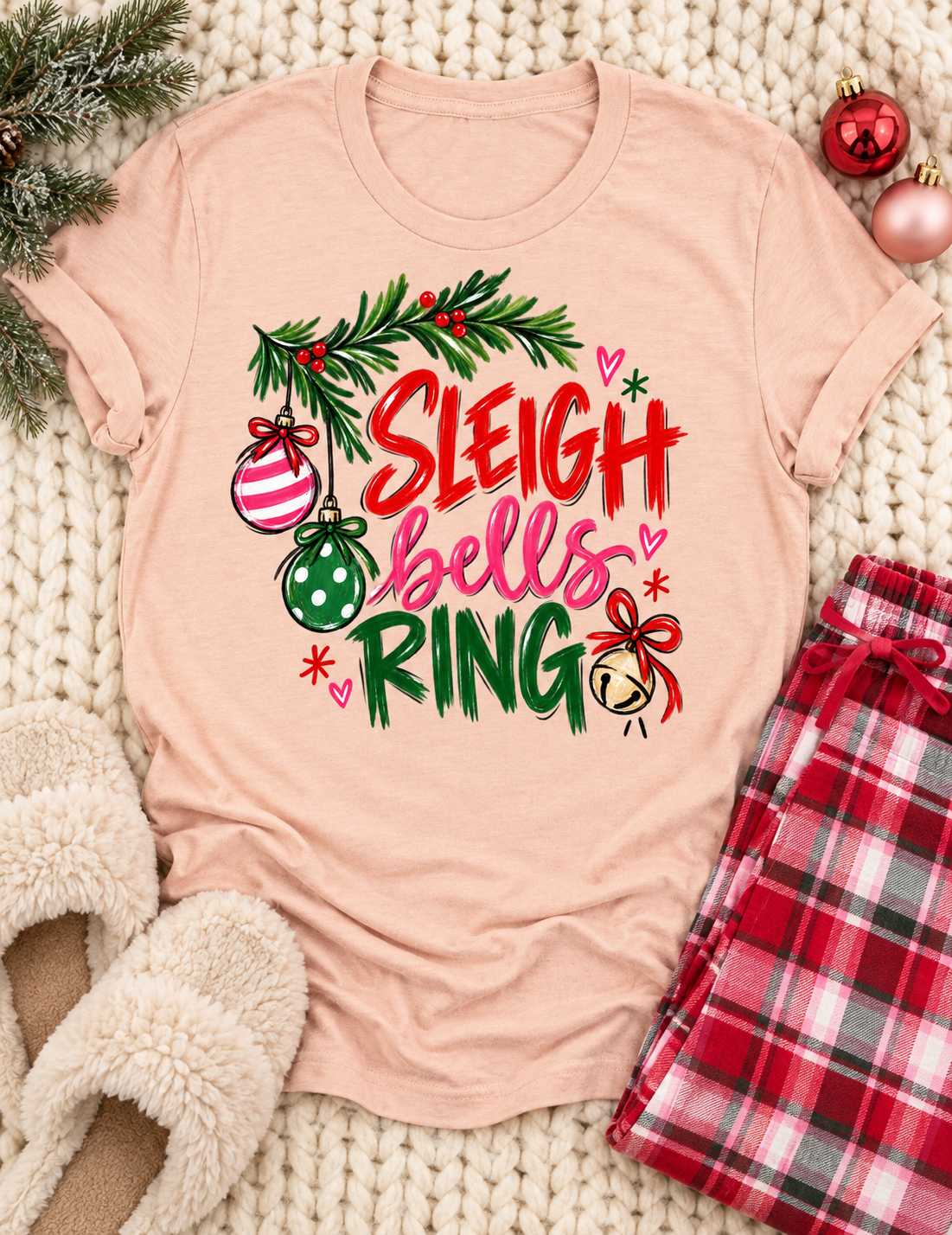 Sleigh Bells Ring Bella Canvas Graphi Tee