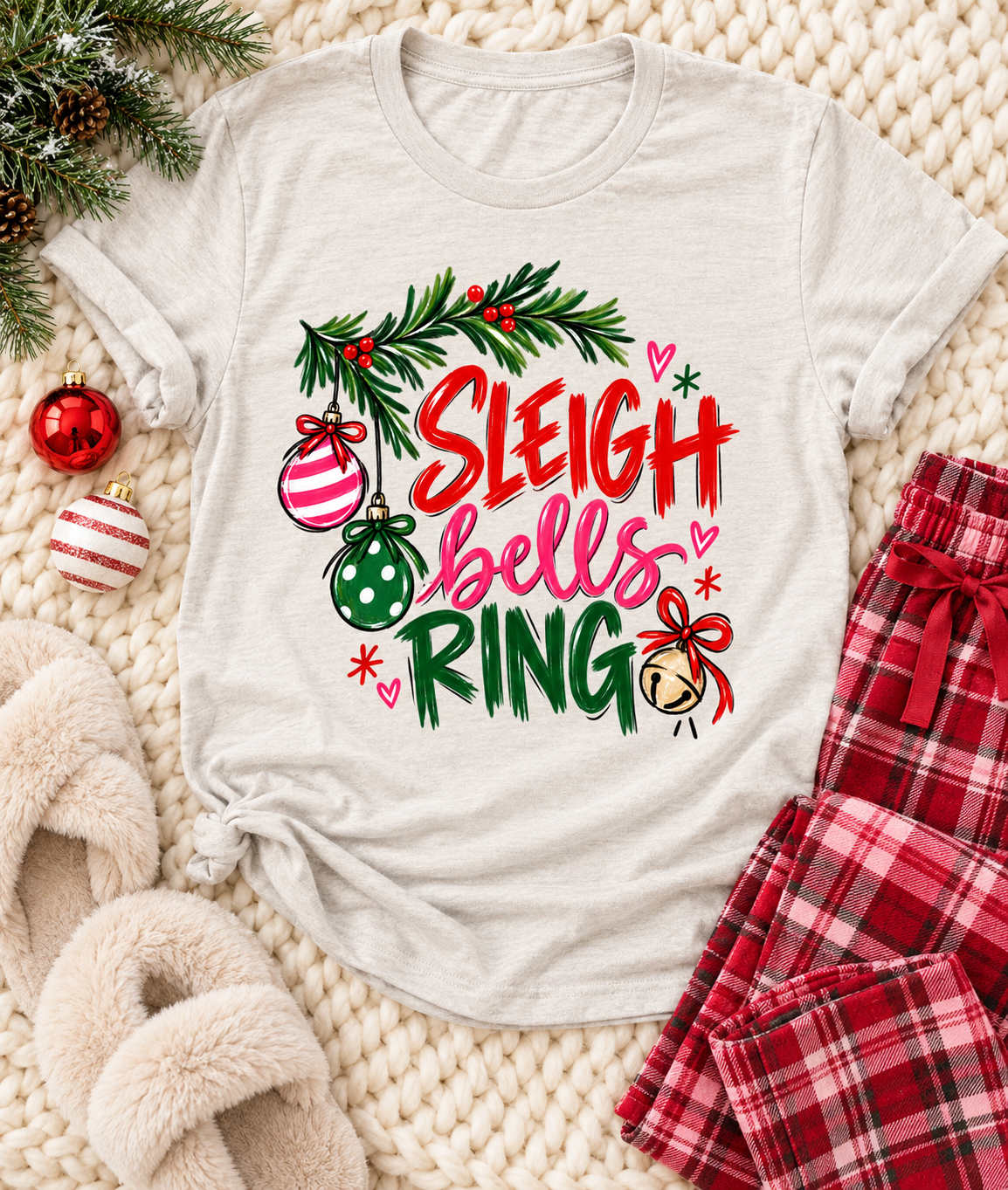 Sleigh Bells Ring Bella Canvas Graphi Tee
