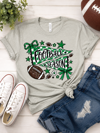 Green/Black Football Season Bella Canvas Graphic Short Sleeve Tee