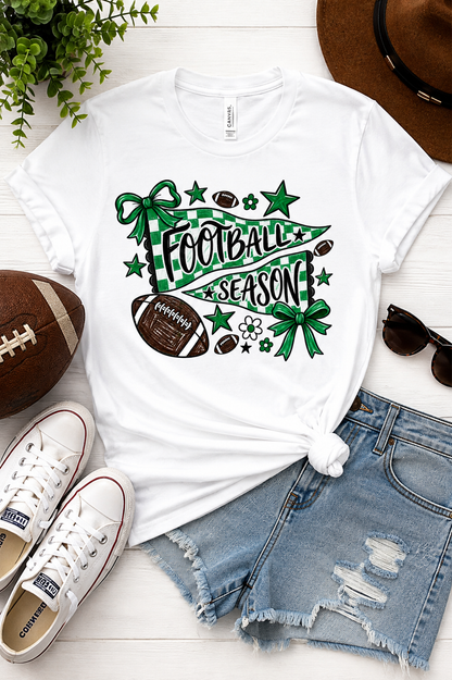 Green/Black Football Season Bella Canvas Graphic Short Sleeve Tee