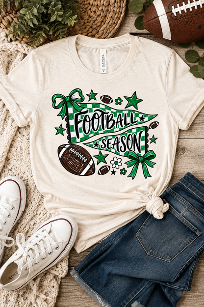 Green/Black Football Season Bella Canvas Graphic Short Sleeve Tee