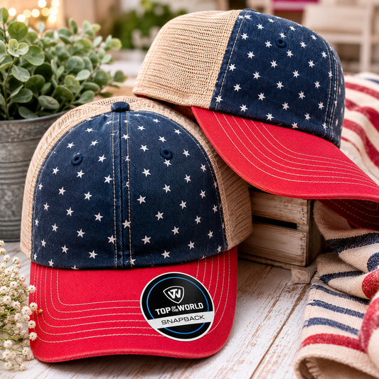 Americana Star Mesh Snapback Hat