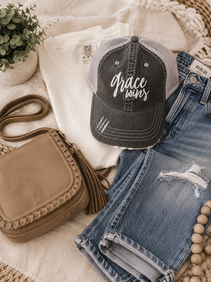 Grace Wins Embroidered Trucker Hat