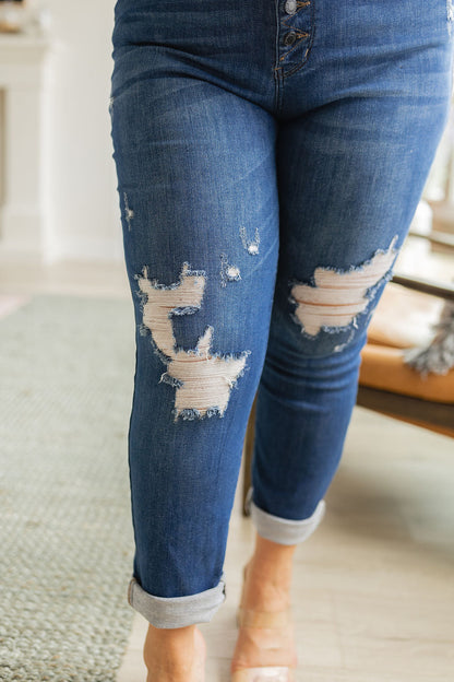 Colt High Rise Button Fly Distressed Judy Blue Boyfriend Jeans