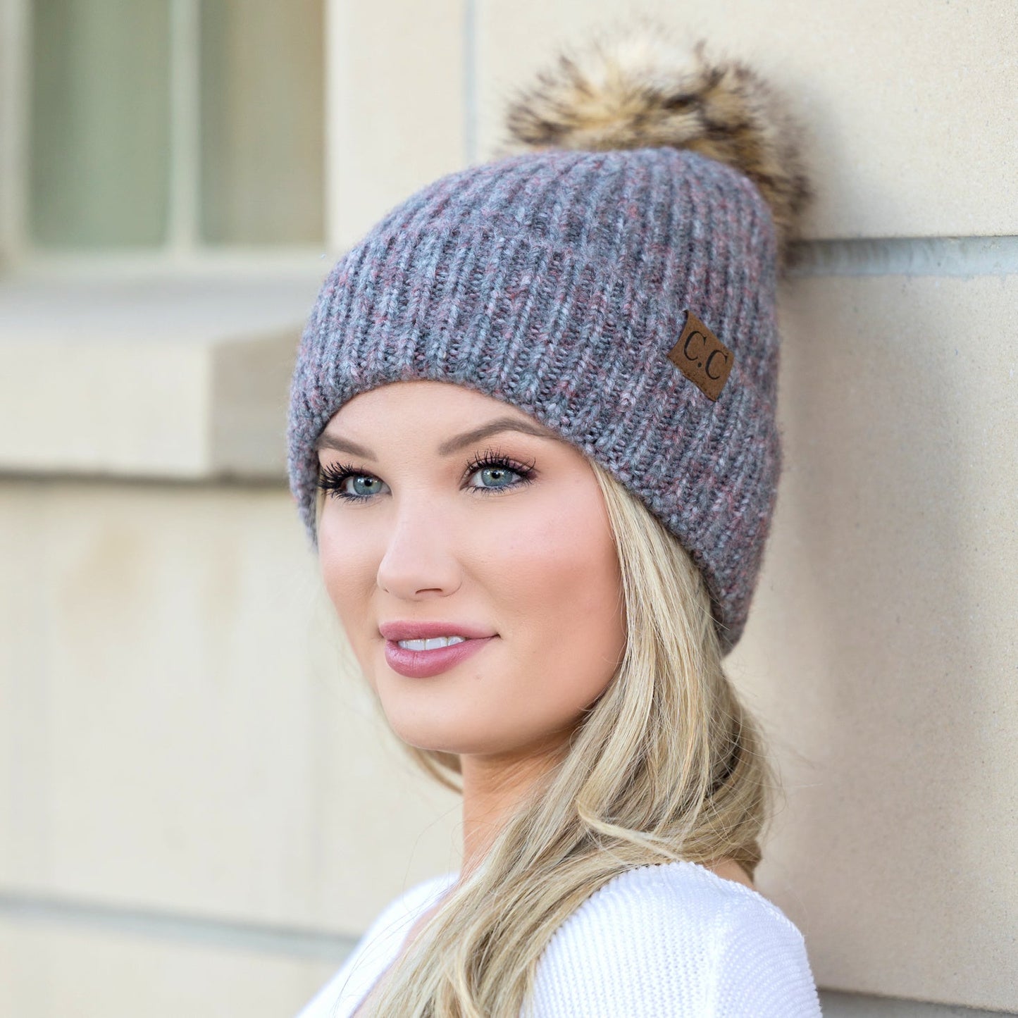 C.C® Cozy Marled Pom Beanie