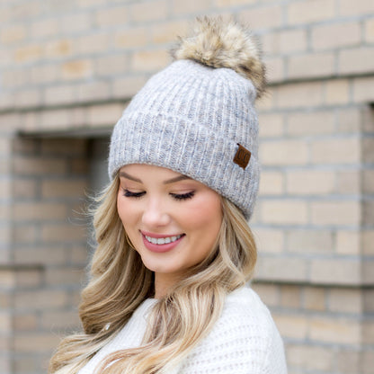 C.C® Cozy Marled Pom Beanie