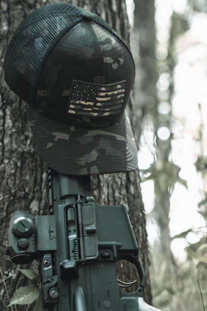 Born United Black Camo Trucker - Camo Flag