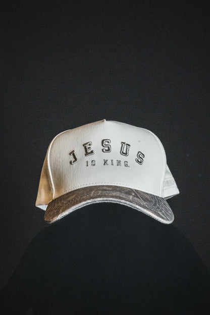 Jesus is King - Ivory and Deadwood Camo Snapback