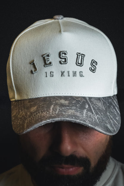 Jesus is King - Ivory and Deadwood Camo Snapback