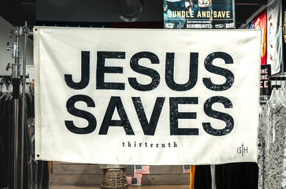 Jesus Saves Flag - Ivory