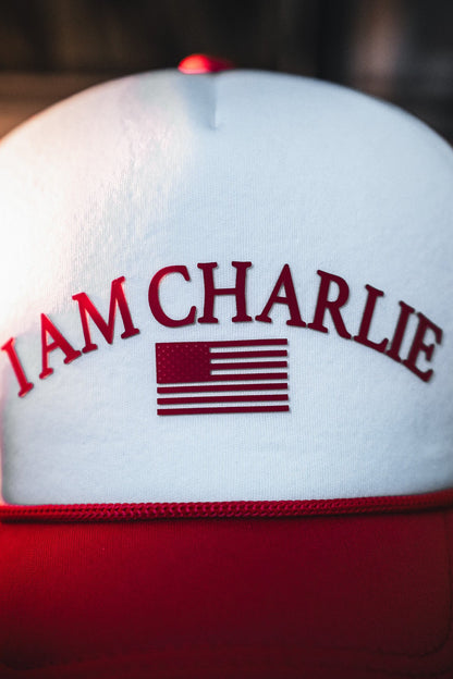 I Am Charlie Red Trucker Snapback