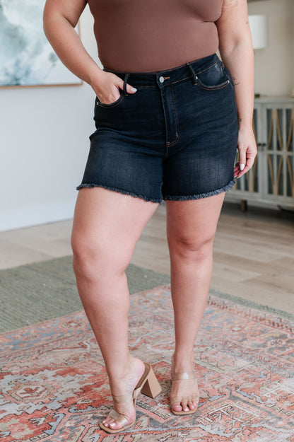Ember High Rise TUMMY CONTROL Fray Hem Judy Blue Shorts