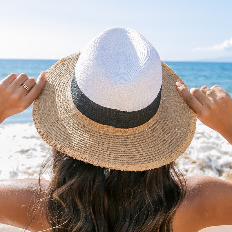 Fray Edge Color Block Panama Hat