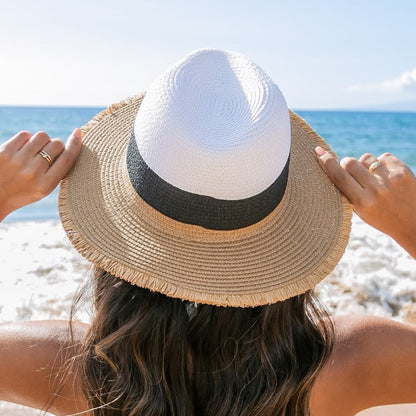 Fray Edge Color Block Panama Hat