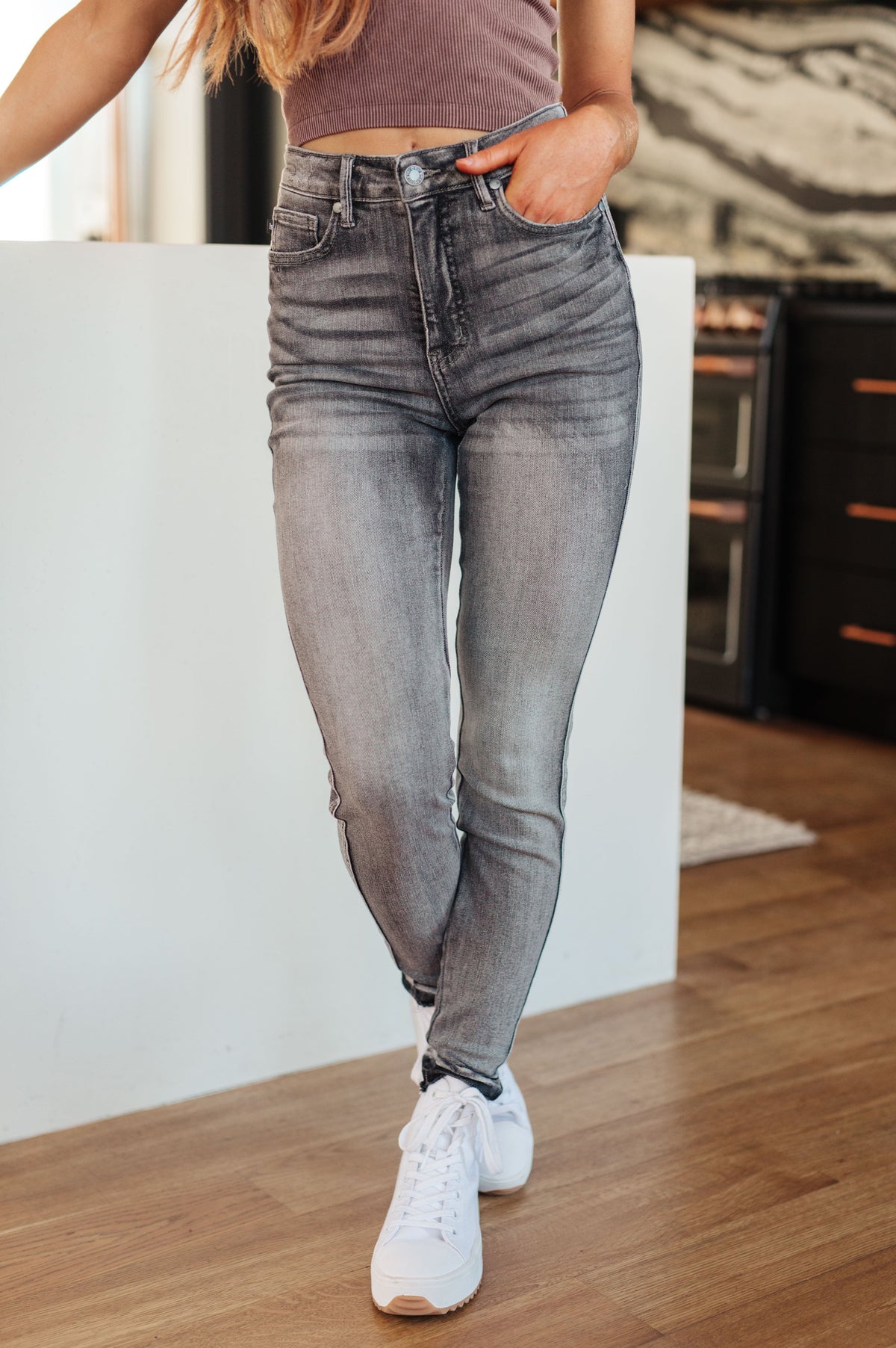 Hadley High Rise Tummy Control Release Hem Skinny By Judy Blue
