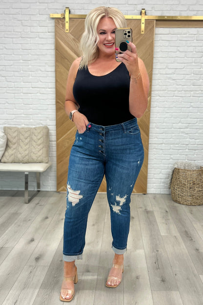Colt High Rise Button Fly Distressed Judy Blue Boyfriend Jeans