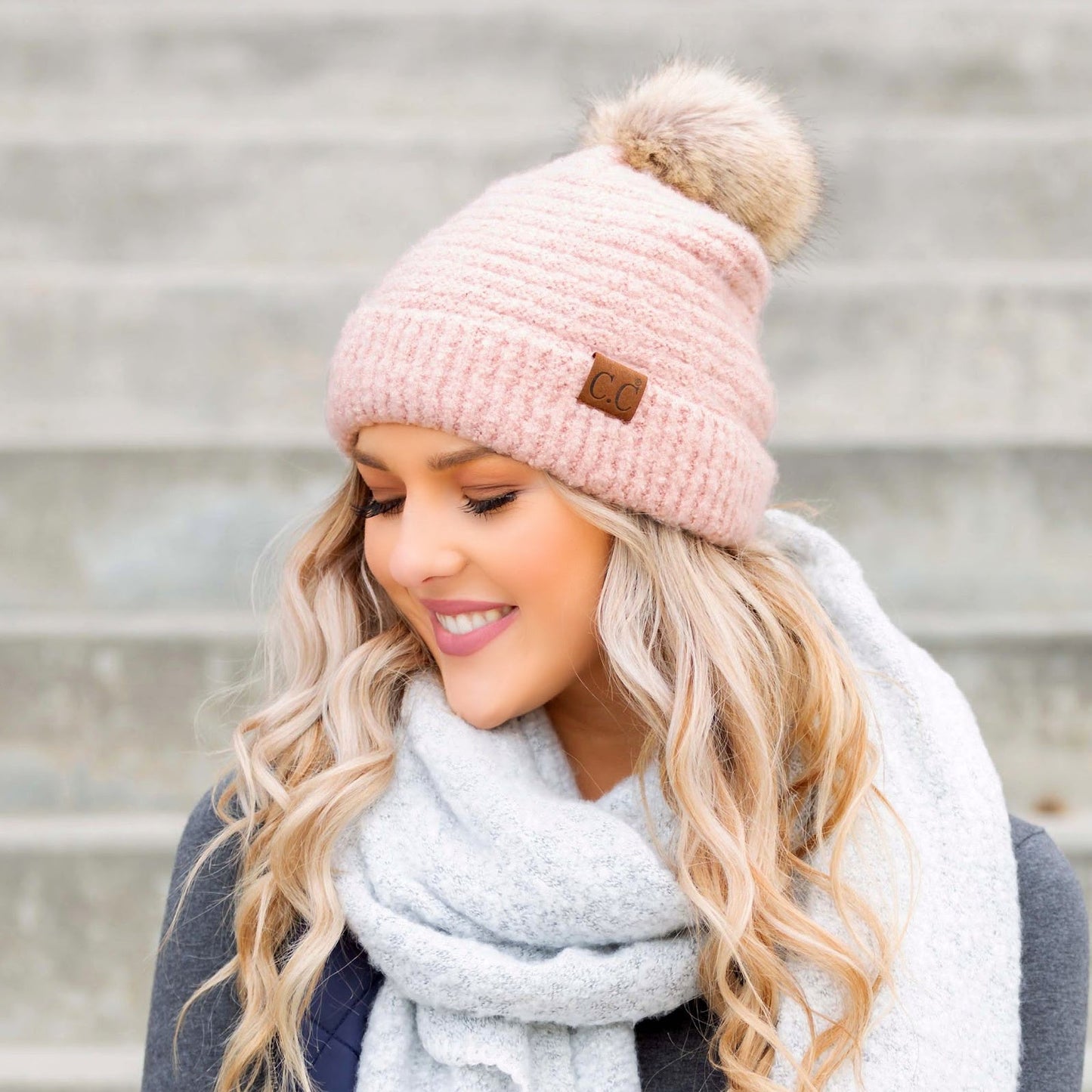 C.C® Ultra Soft Fur Pom Beanie