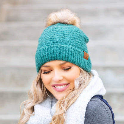 C.C® Ultra Soft Fur Pom Beanie