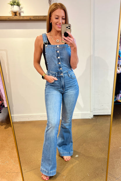 Izzy Control Top Retro Flare Judy Blue Overalls