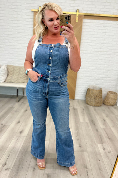 Izzy Control Top Retro Flare Judy Blue Overalls