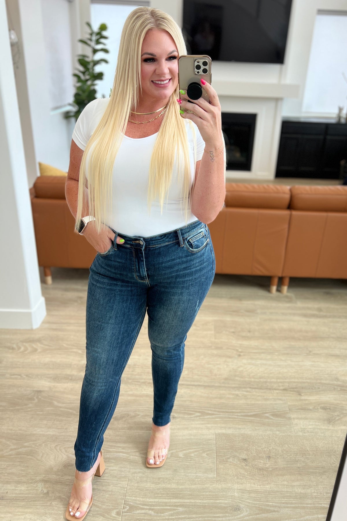Lydia Mid Rise Vintage Raw Hem Judy Blue Skinny Jeans