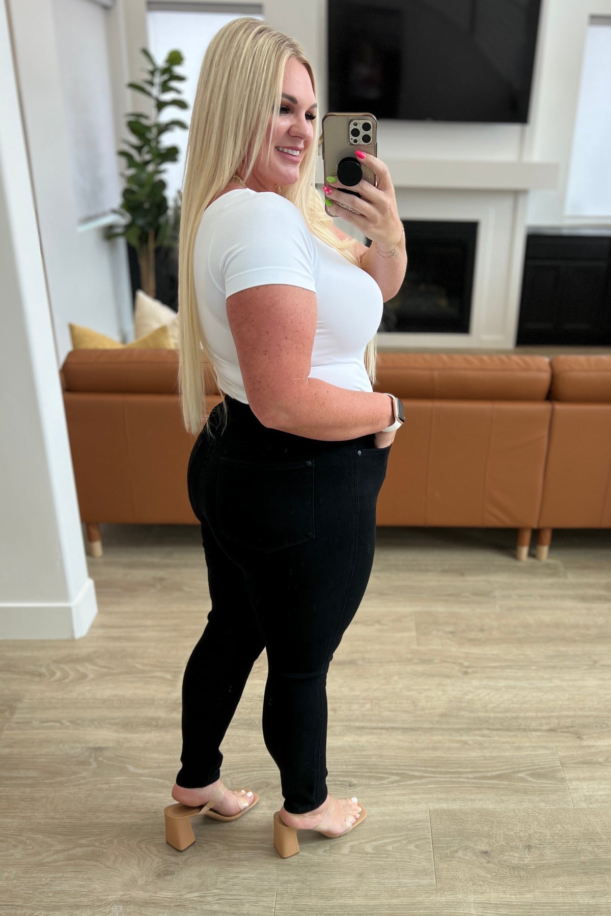 Audrey High Rise TUMMY CONTROL Classic Skinny Jeans in Black By Judy Blue