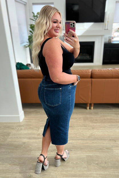 Marcy High Rise Denim Judy Blue Midi Skirt