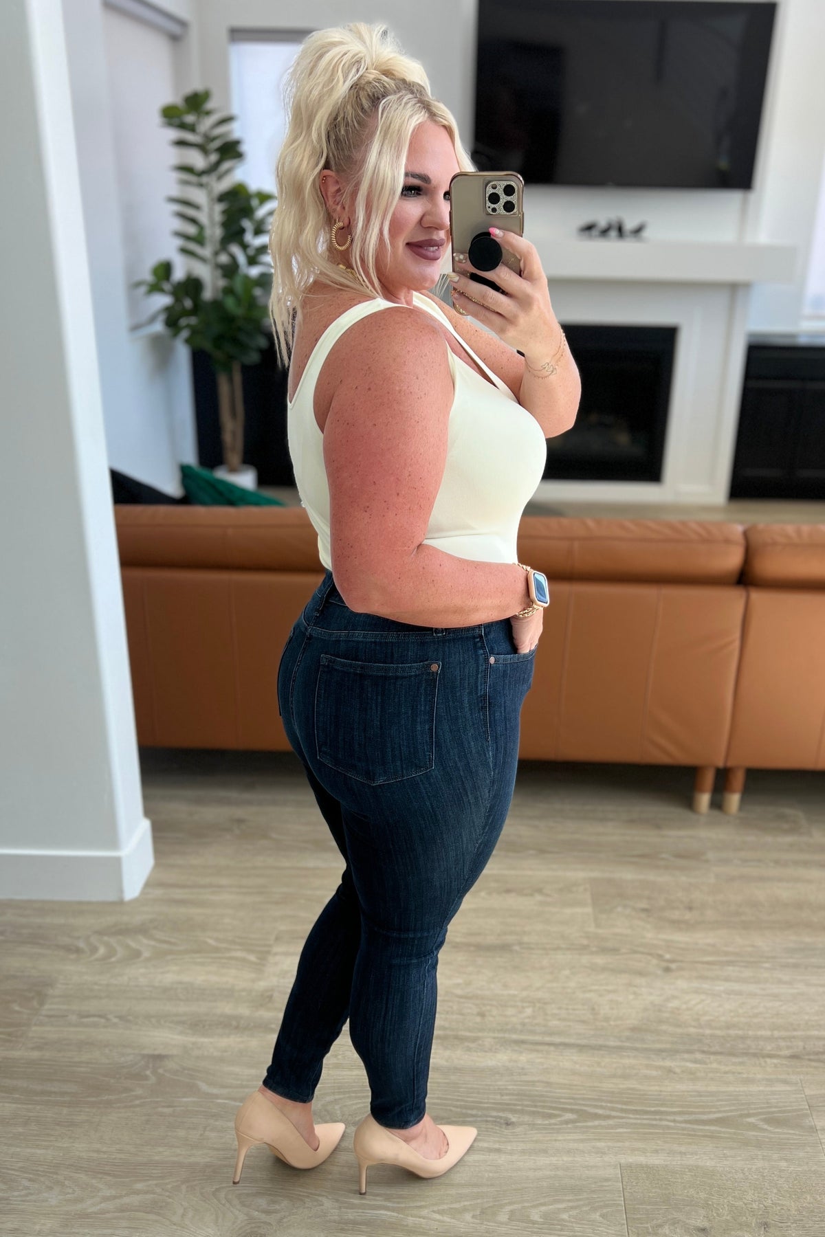 Celecia High Waist Hand Sanded Resin Skinny Jeans By Judy Blue