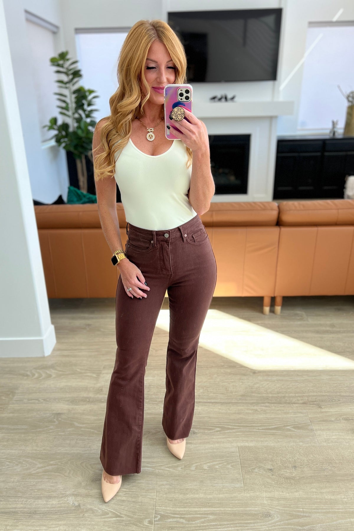 Sienna High Rise Tummy Control Flare Jeans in Espresso by Judy Blue