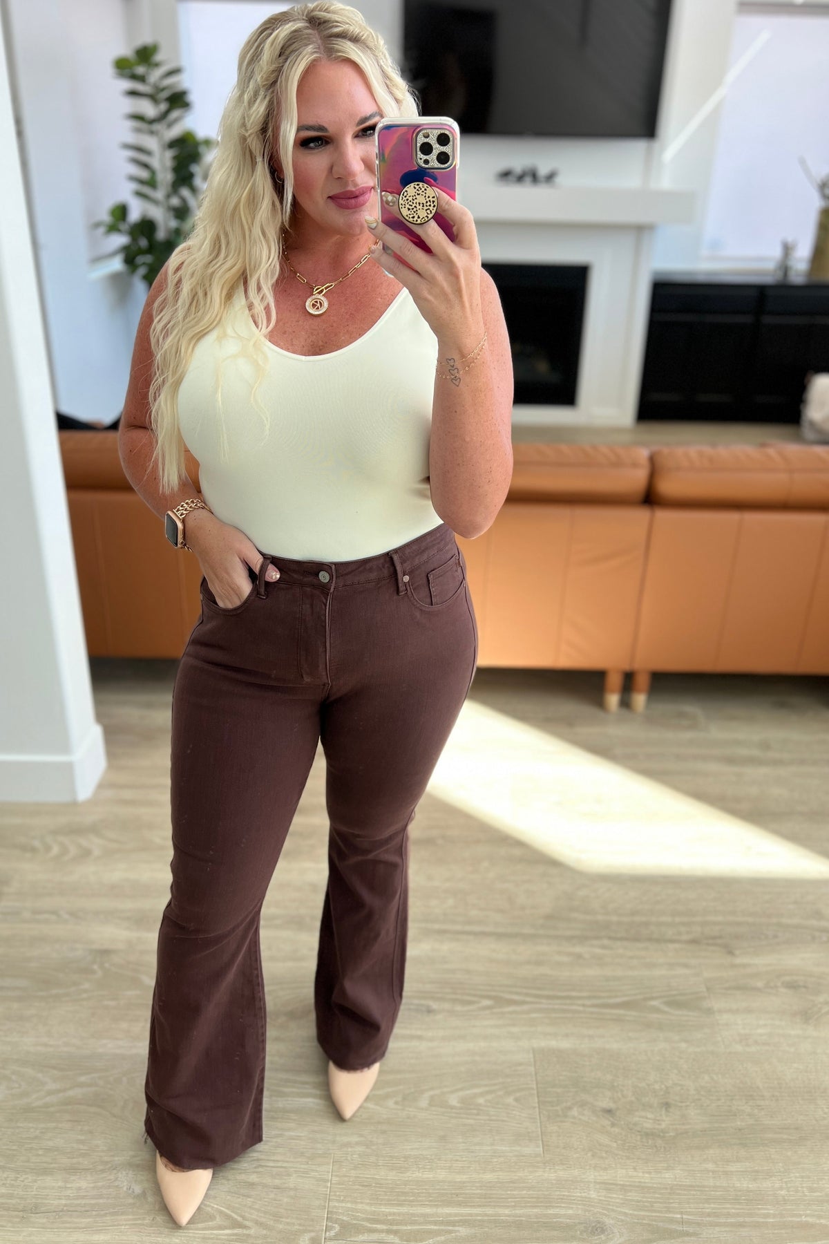 Sienna High Rise Tummy Control Flare Jeans in Espresso by Judy Blue