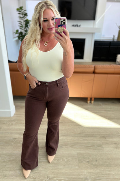 Sienna High Rise Tummy Control Flare Jeans in Espresso by Judy Blue