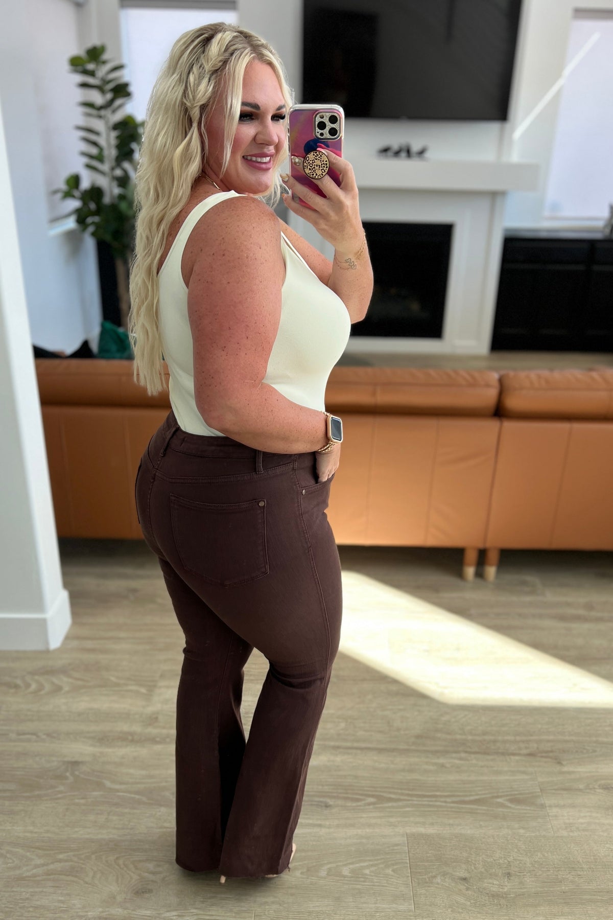 Sienna High Rise Tummy Control Flare Jeans in Espresso by Judy Blue