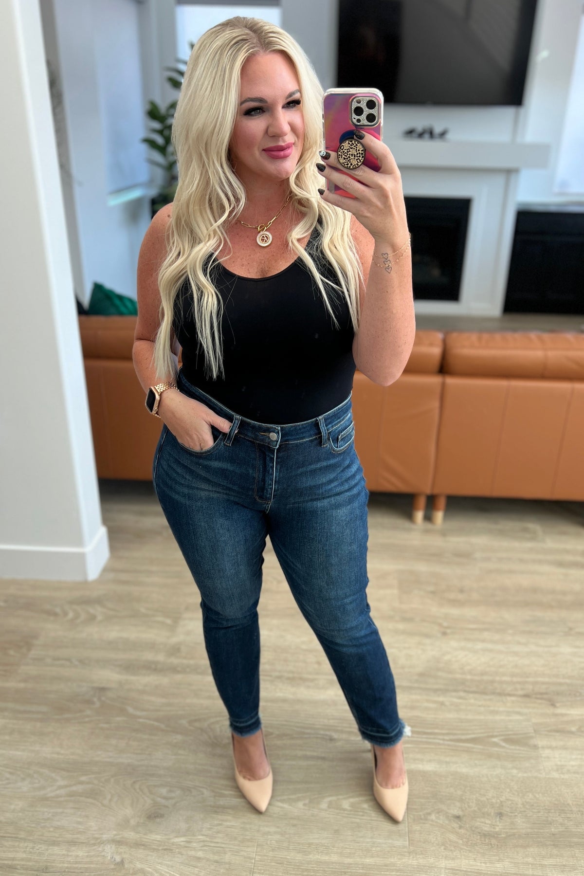 Phillipa High Rise Release Hem Slim Jeans by Judy Blue