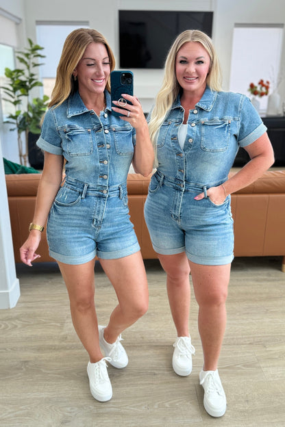 Delia High Rise Short Sleeve Judy Blue Romper