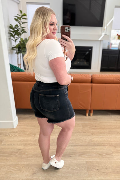 Ember High Rise TUMMY CONTROL Fray Hem Judy Blue Shorts