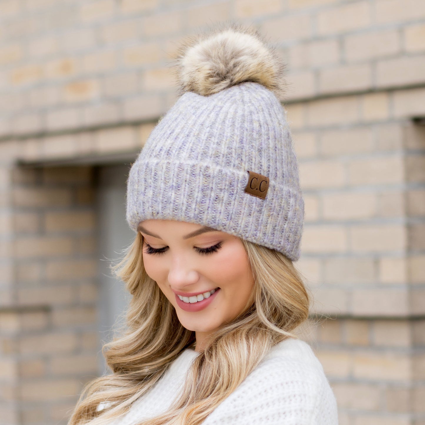 C.C® Cozy Marled Pom Beanie
