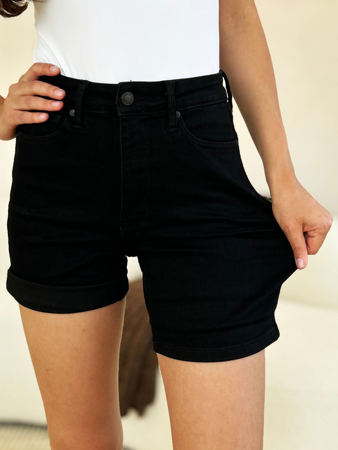 Judy Blue High Waist Tummy Control Cuffed Denim Shorts