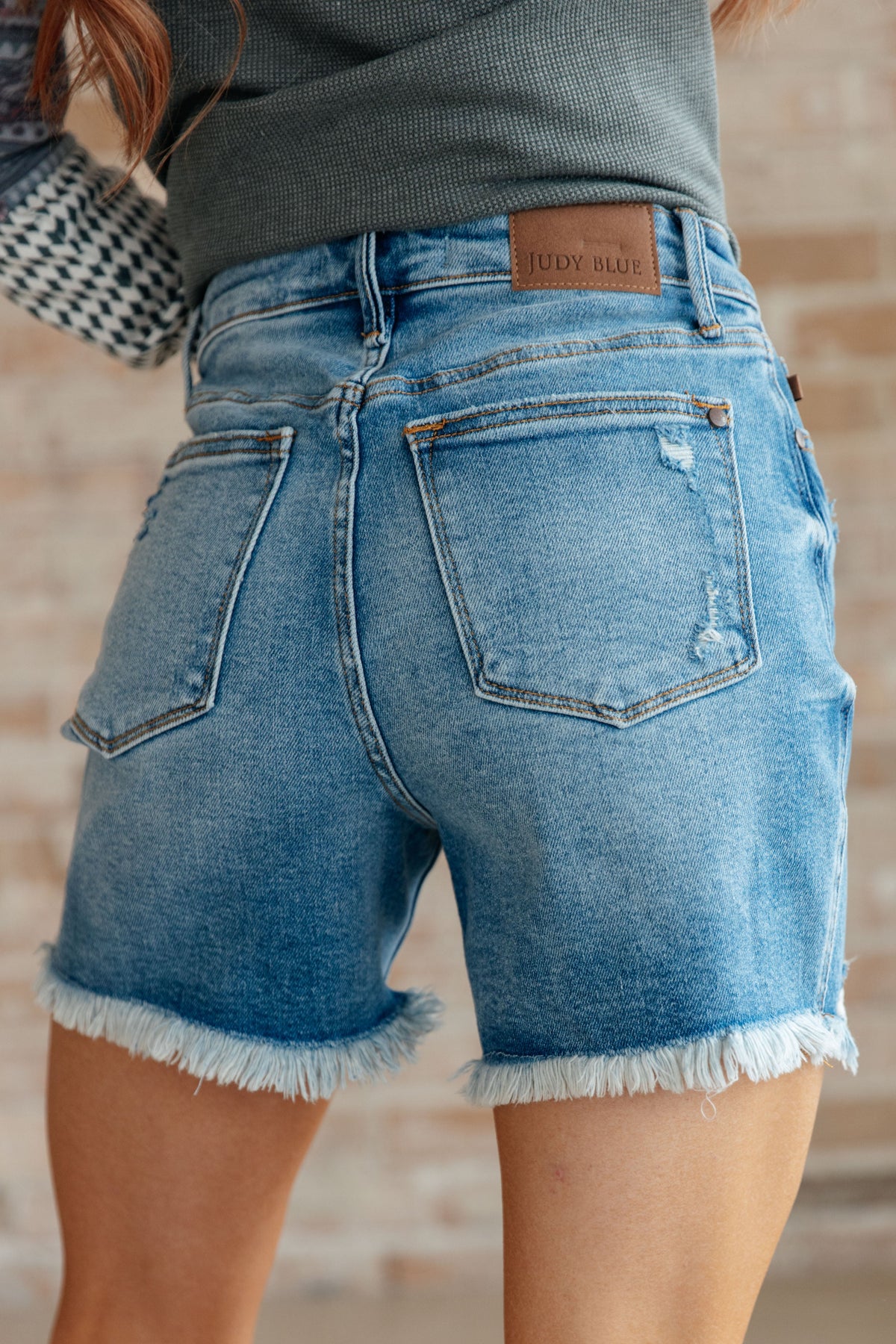 Kara High Rise Rigid Magic Tummy Control Button Fly Judy Blue Cutoff Shorts