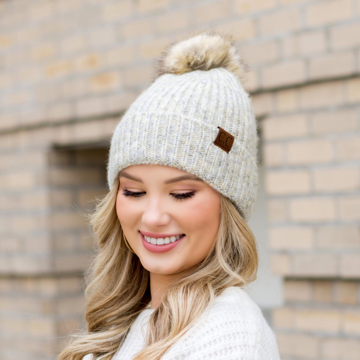 C.C® Cozy Marled Pom Beanie