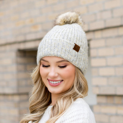 C.C® Cozy Marled Pom Beanie