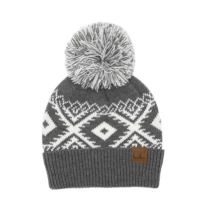 C.C® Aztec Knit Pom Beanie Hat