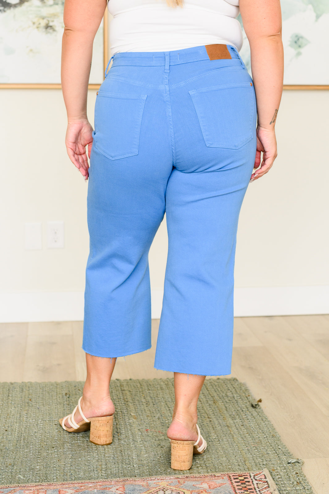 Lisa High Rise **TUMMY CONTROL** Wide Leg Crop Judy Blue Jeans in Sky Blue