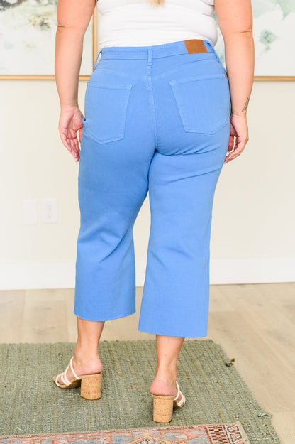 Lisa High Rise **TUMMY CONTROL** Wide Leg Crop Judy Blue Jeans in Sky Blue